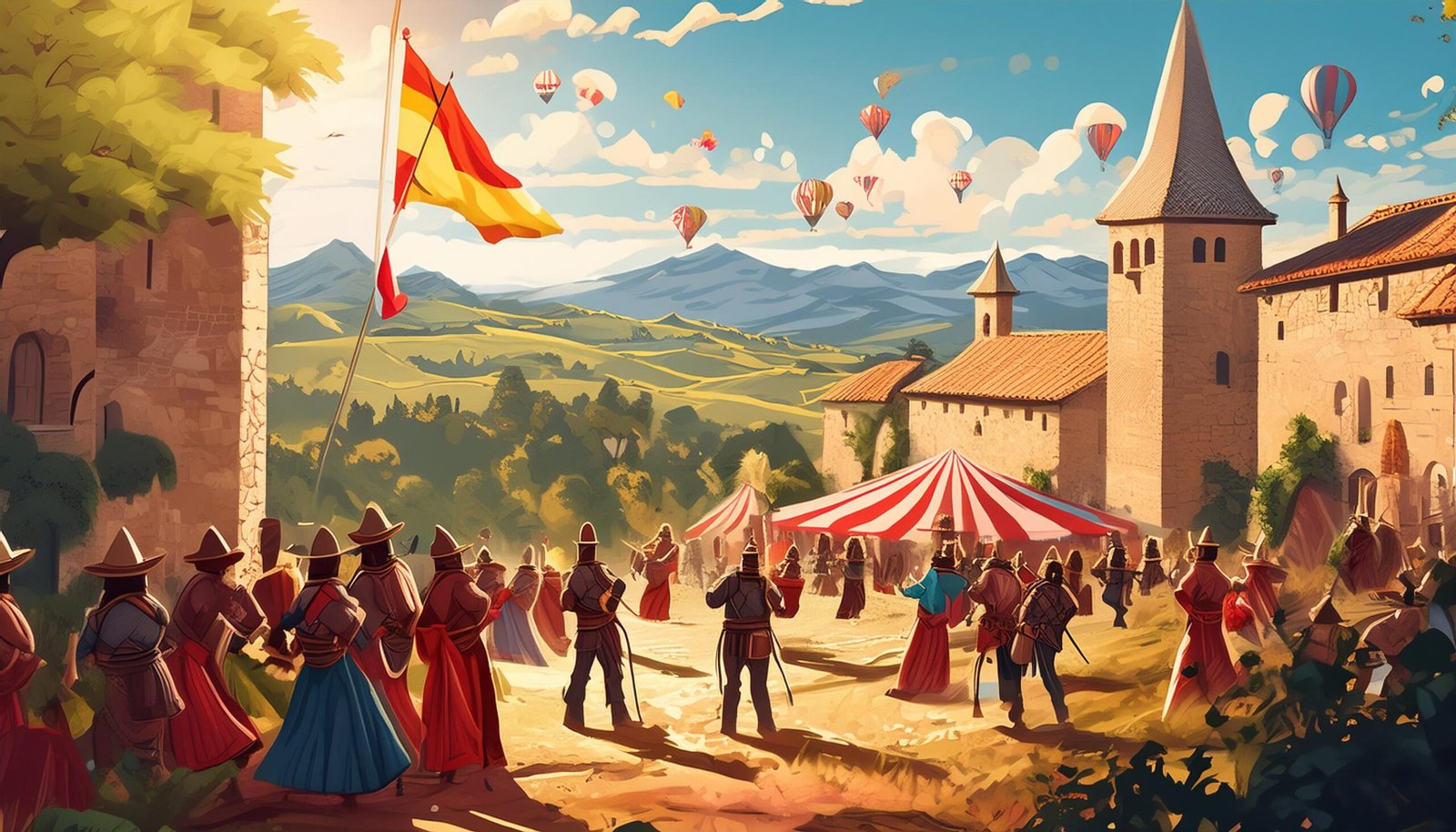 An illustration of Spanish and British representatives signing the Treaty of Paris